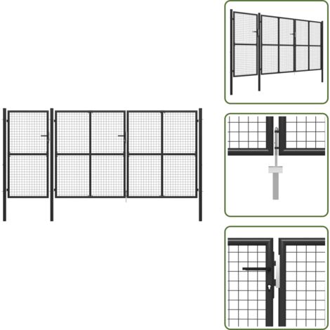 Gartentor 400 x 150 cm - vidaXL Gartentor Stahl 400 x 150 cm Anthrazit - Gartentor mit Schloss