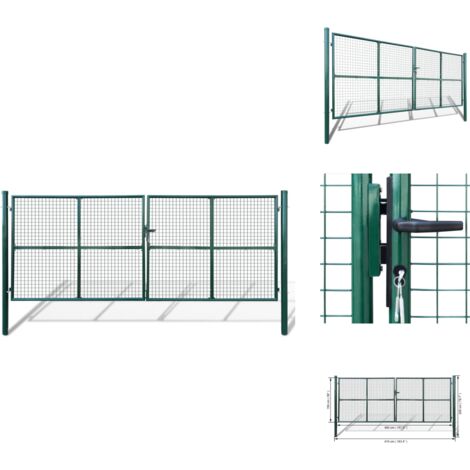 Gartentor 415x200 cm / 400x150 cm - Gartentor - Zaun - Doppeltore - Metalltor - Stahltür