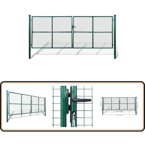 Gartentor 415x200 cm / 400x150 cm - Gartentor - Zaun - Doppeltore - Metalltor - Stahltür