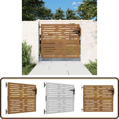 Gartentor 85x100 cm Cortenstahl Quadratisches Design - Cortenstahl Tor - Gartentor - Metalltor - Zaun - Gartenzaun