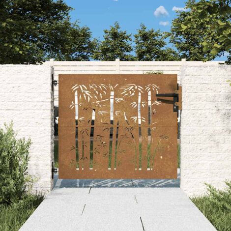 Gartentor 85x75 cm Cortenstahl Bambus-Design