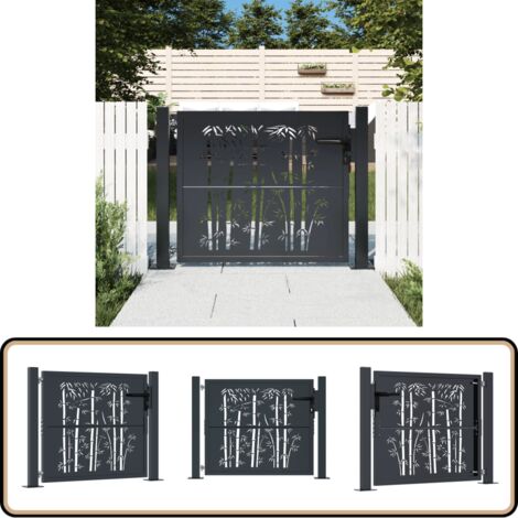 Gartentor Anthrazit 105x105 cm Stahl Bambus-Design - Gartentor - Metalltor - Stahltür - Zaun - Einfahrtstor