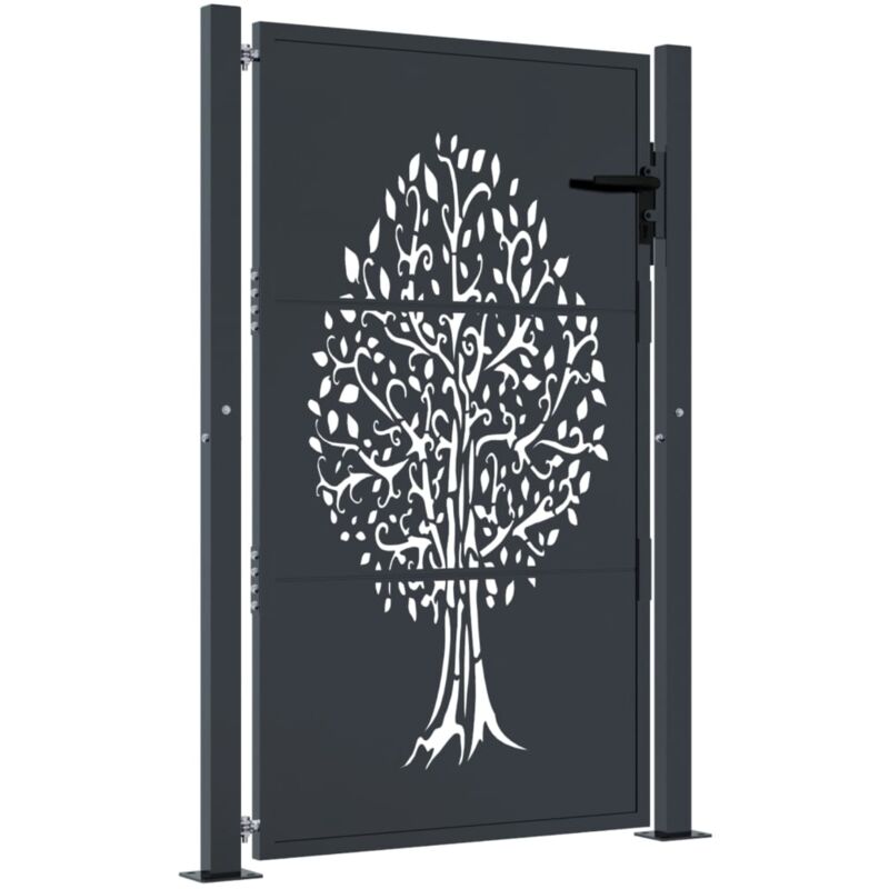 Vidaxl Gartentor Anthrazit 105x130 Cm Stahl Baum-design