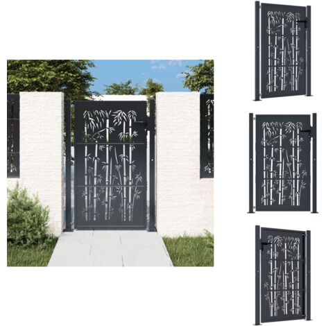 Gartentor Anthrazit 105x155 cm Stahl Bambus-Design - Gartentor - Metalltor - Stahltür - Zaun - Einfahrtstor