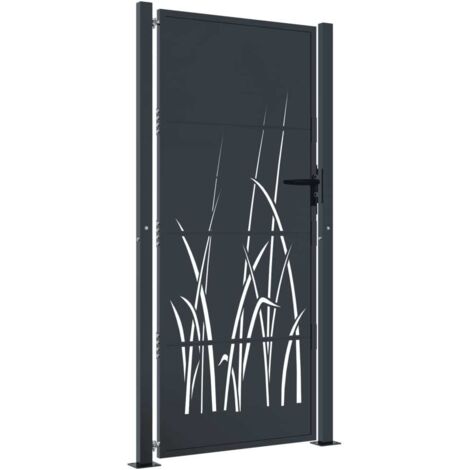Gartentor Anthrazit 105x180 cm Stahl Gras-Design vidaXL