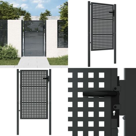 Gartentor Anthrazit 105x200 cm Stahl - Gartentor - Metalltor - Stahltür - Zaun - Einfahrtstor - Home & Living
