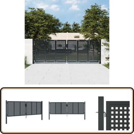 Gartentor Anthrazit 300x125 cm Stahl - Gartentor - Metalltor - Stahltür - Zaun - Einfahrtstor