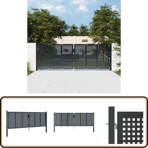 Gartentor Anthrazit 300x150 cm Stahl - Gartentor - Metalltor - Stahltür - Zaun - Einfahrtstor