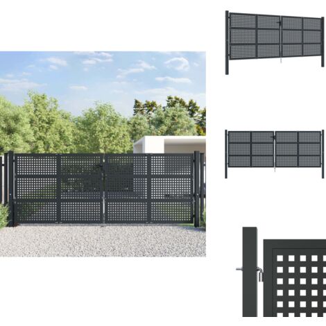 Gartentor Anthrazit 400x125 cm Stahl - Gartentor - Metalltor - Stahltür - Zaun - Einfahrtstor