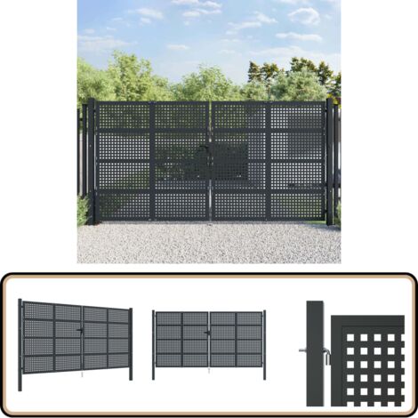 Gartentor Anthrazit 400x175 cm Stahl - Gartentor - Stahltür - Zaun - Tor - Außenbereich