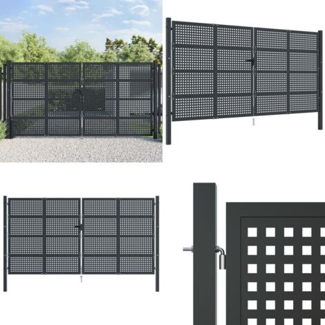 Gartentor Anthrazit 400x175 cm Stahl - Gartentor - Stahltür - Zaun - Tor - Außenbereich - Home & Living