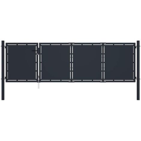 Gartentor aus Stahl 350 x 75 cm Anthrazit