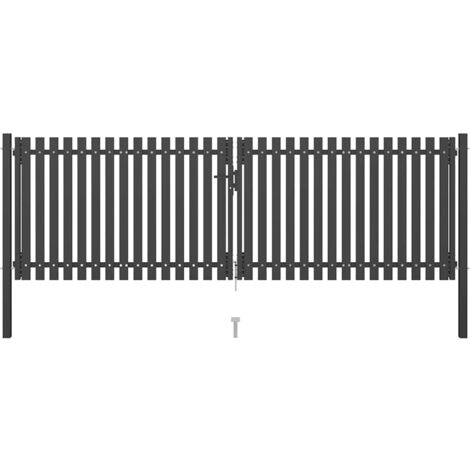 Gartentor aus Stahl 400 x 100 cm Anthrazit