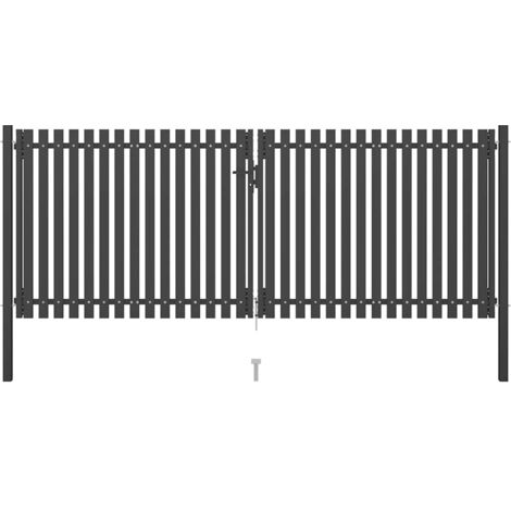 Gartentor aus Stahl 400 x 125 cm Anthrazit