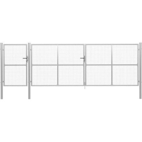 Gartentor aus Stahl 500 x 150 cm Silber