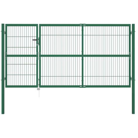 Gartentor mit Pfosten 350x140 cm Stahl Grün