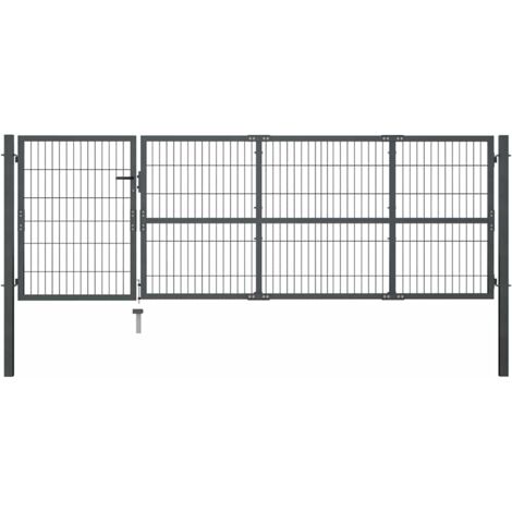 Gartentor mit Pfosten Stahl 350 x 100 cm Anthrazit