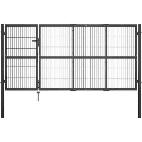 Gartentor mit Pfosten Stahl 350 x 120 cm Anthrazit