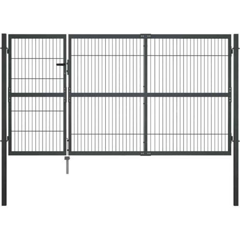 Gartentor mit Pfosten Stahl 350×140 cm Anthrazit