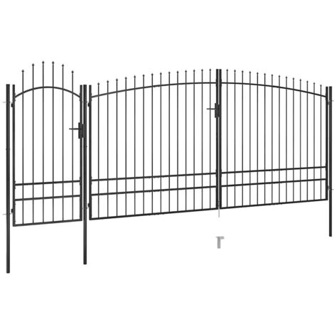 Gartentor mit Speerspitzen 5x2,45 m Schwarz vidaXL