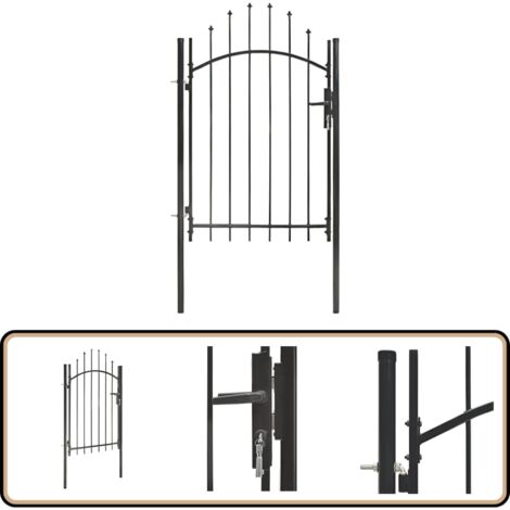 Gartentor Stahl 1 x 2 m Schwarz - Gartentor - Stahltür - Zaunteil - Einfahrtstor - Sicherheitszaun