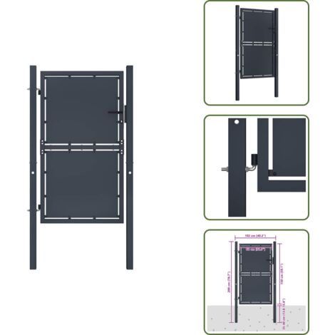 Gartentor Stahl 100 x 150 cm Anthrazit - Gartentor - Stahltür - Zaunportal - Einfahrtstor - Sichtschutztor
