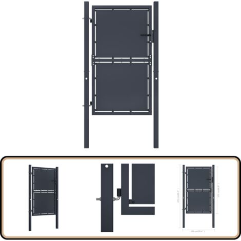 Gartentor Stahl 100×175 cm Anthrazit - Gartentor - Stahltür - Zaunportal - Zaunteil - Anthrazit