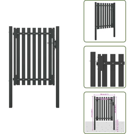 Gartentor Stahl 1x1,7 m Anthrazit - Gartentor - Stahltür - Zaunteil - Einfahrtstor - Absperrgitter