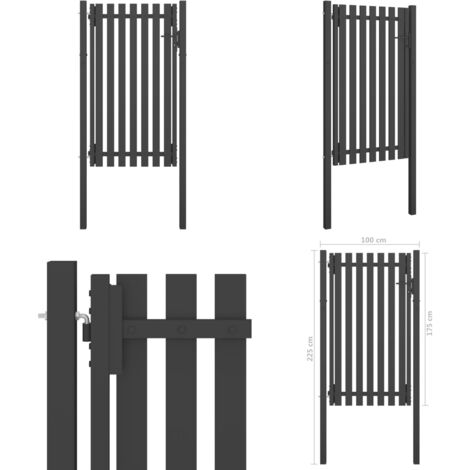 Gartentor Stahl 1x2,25 m Anthrazit - Gartentor - Stahltür - Metalltor - Zaunteil - Einfahrtstor - Home & Living