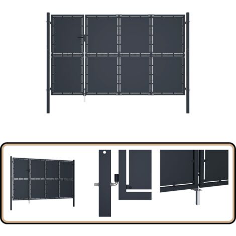 Gartentor Stahl 350 x 150 cm Anthrazit - Gartentor - Stahltür - Zaunportal - Zaunteil - Einfahrtstor