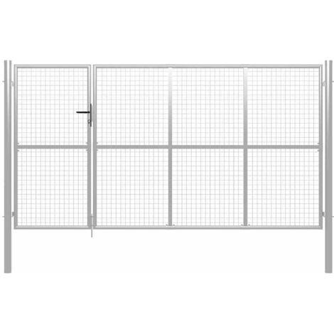 Gartentor Stahl 350 x 150 cm Silbern