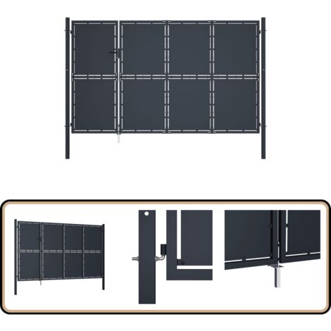 Gartentor Stahl 350 x 175 cm Anthrazit - Gartentor - Stahltür - Zaunportal - Einfahrtstor - Sicherheitszaun