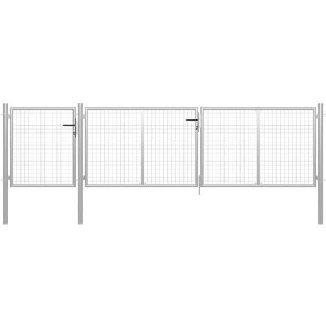 Gartentor Stahl 400 x 100 cm Silbern vidaXL