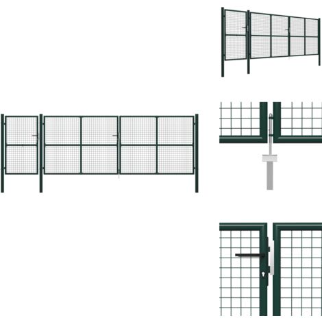Gartentor Stahl 500×150 cm Grün - Gartenzaun - Stahltür - Gartentor - Zaunteil - Sicherheitszaun