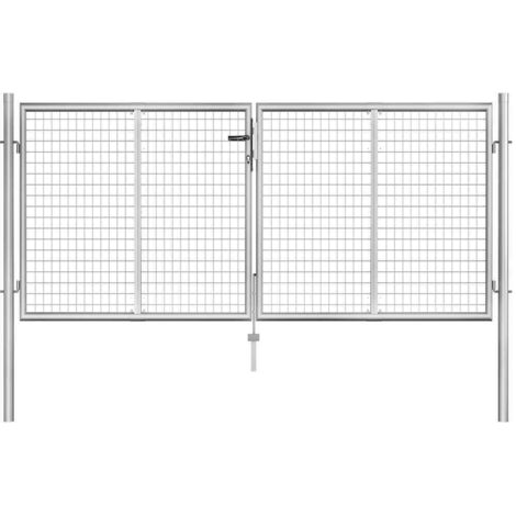 Gartentor verzinkter Stahl 300 x 100 cm Silber