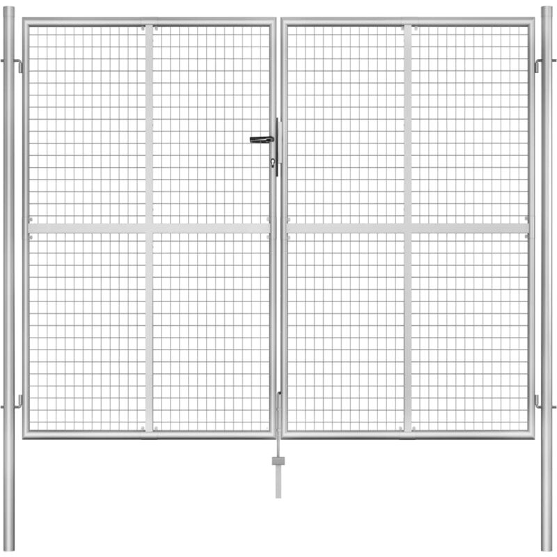 Gartentor Verzinkter Stahl 306 X 250 Cm Silbern - Vidaxl