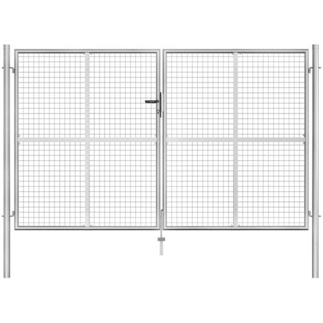 Gartentor Verzinkter Stahl 306 x 200 cm Silbern