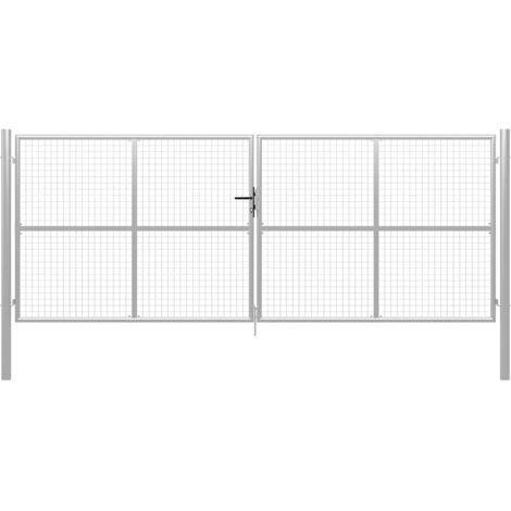 Gartentor verzinkter Stahl 400 x 150 cm Silber