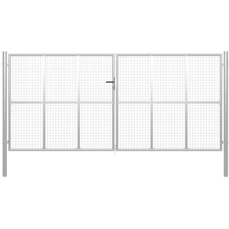 Gartentor verzinkter Stahl 400 x 175 cm Silber