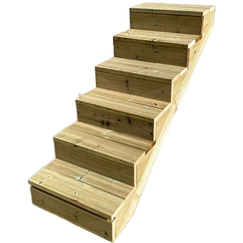 Vinuovo Treppe Holz H105cm 6 Stufen, Breite 60cm, Mit Setzstufen