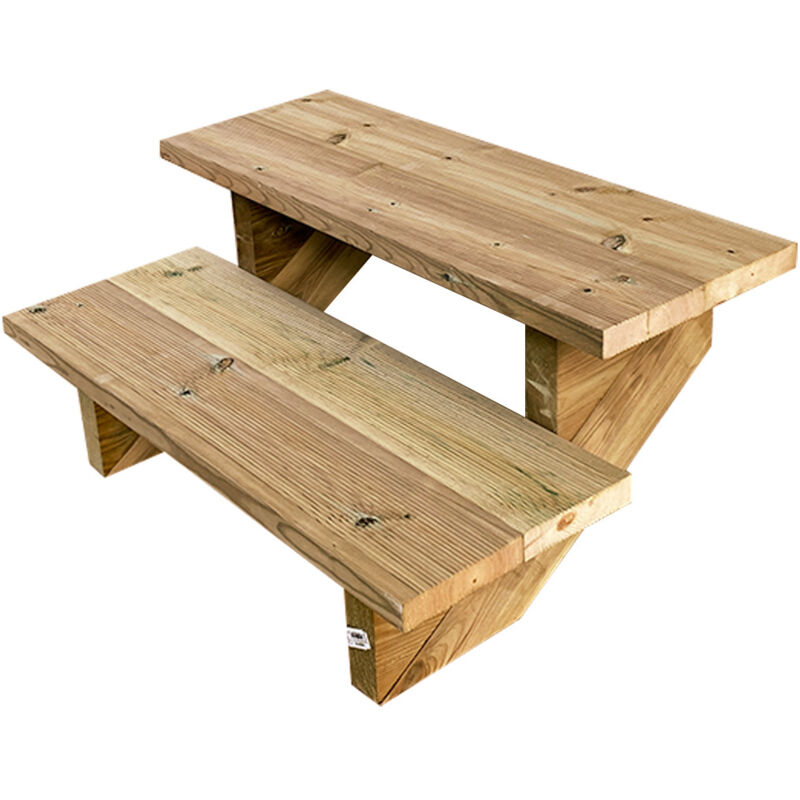 Vinuovo - Terrassentreppe Holz H37cm 2 Stufen, Breite 80cm, Ohne Setzstufen
