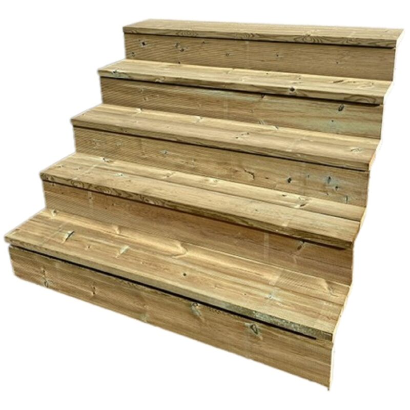 Vinuovo - Außentreppe Holz H88cm 5 Stufen, Breite 160cm, Mit Setzstufen
