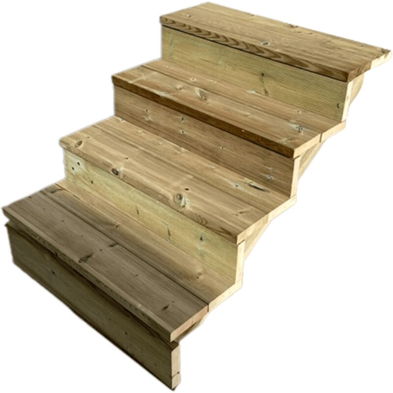 Vinuovo - Gartentreppe Holz H71cm 4 Stufen, Breite 60cm, Mit Setzstufen