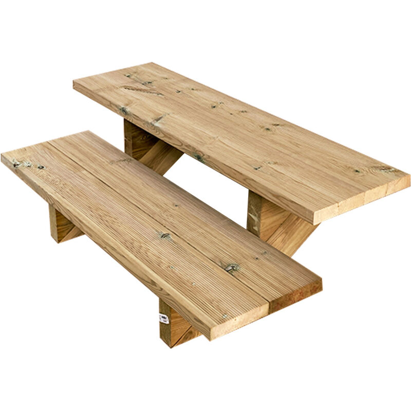 Vinuovo - Terrassentreppe Holz H37cm 2 Stufen, Breite 100cm, Ohne Setzstufen
