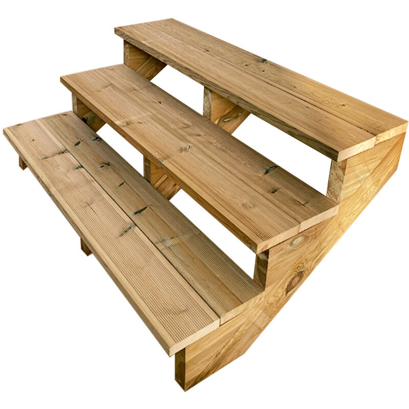 Vinuovo - Gartentreppe Holz H54cm 3 Stufen Breite 120cm Ohne Setzstufen