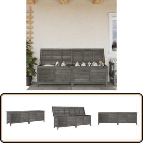 Gartentruhe Anthrazit 198,5x50x56,5 cm Massivholz Tanne - Gartenbox - Holzkiste - Auflagenbox - Gartenmöbelaufbewahrung - Gartenorganisation