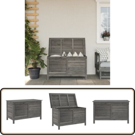 Gartentruhe Anthrazit 99x49,5x58,5 cm Massivholz Tanne - Holz Gartenbox - Auflagenbox - Gartenmöbelaufbewahrung - Gartentruhe - Tannenholztruhe