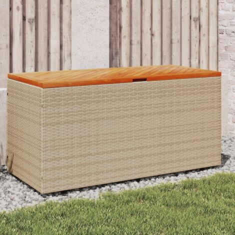 Gartentruhe Beige 110x50x54 cm Poly Rattan Akazienholz CFW665988