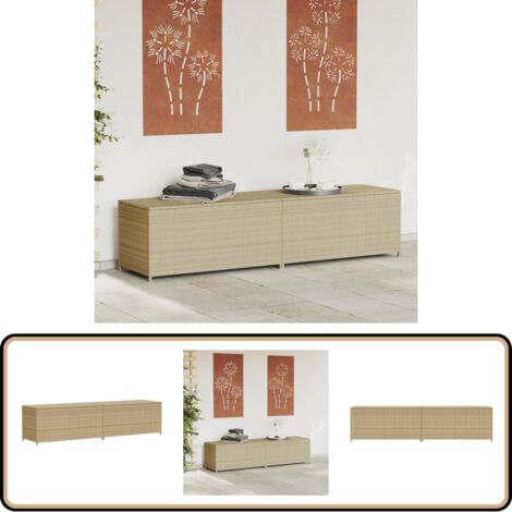 Gartentruhe Beige 469L Poly Rattan - Gartenbox - Auflagenbox - Outdoor Box - Gartenmöbel - Rattan Gartenmöbel