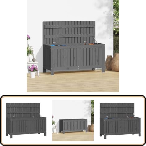 Gartentruhe Grau 108x42,5x54 cm Massivholz Kiefer - Gartentruhe - Gartenaufbewahrung - Holzkiste - Kiefernholz - Outdoor Möbel